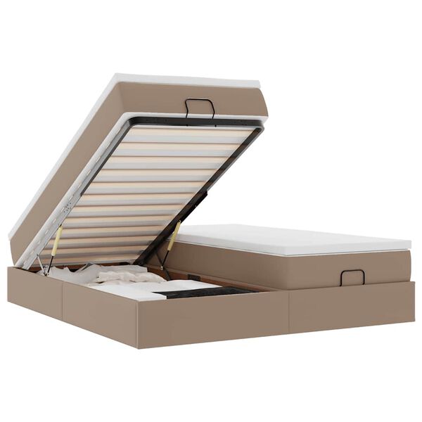 vidaXL Ottomani voodiraam madratsitega cappuccino 200x200cm kunstnahk