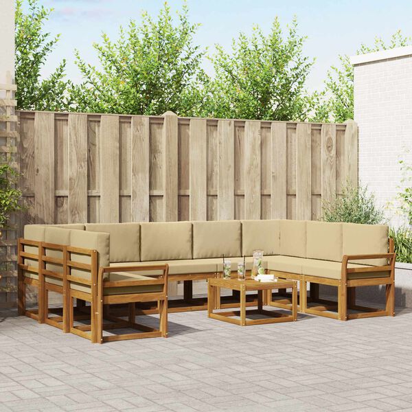 vidaXL V&auml;li diivanikomplekt padjaga 10 pcs Looduslik ja beež