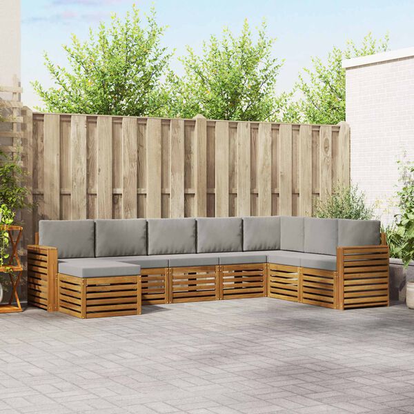 vidaXL Diivanikomplektid 8 pcs Looduslik ja Hele Hall Tugev akatsiapuu