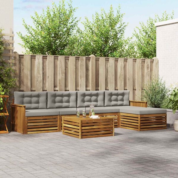 vidaXL V&auml;li diivanikomplekt padjaga 6 pcs Looduslik ja Hele Hall