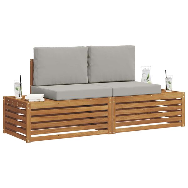 vidaXL V&auml;li diivanikomplekt padjaga 2 T&uuml;kk Looduslik ja Hele Hall