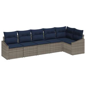 vidaXL Aia Diivanikomplekt padjaga 6 pcs Hall ja tumesinine pol&uuml;rotang