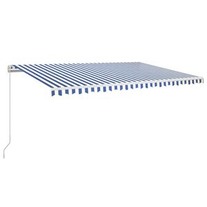 vidaXL k&auml;sitsi sisset&otilde;mmatav varikatus LED, 500x350 cm, sinine, valge