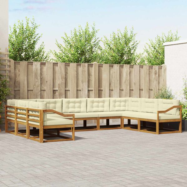 vidaXL V&auml;li diivanikomplekt padjaga 9 pcs Looduslik ja kreem