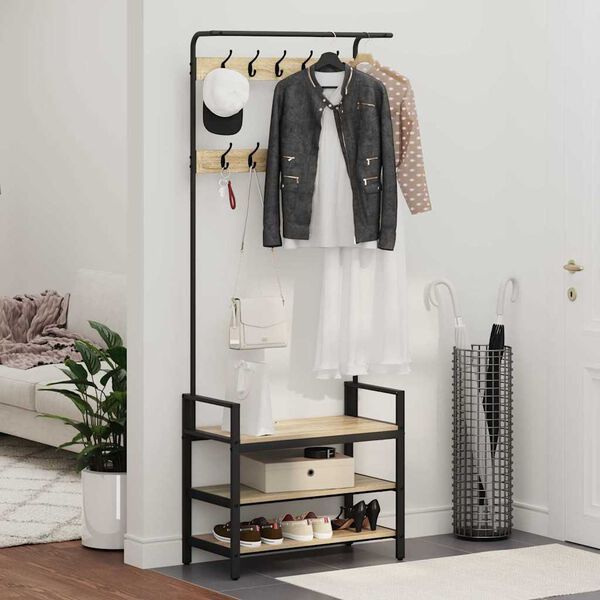 vidaXL Riidepuu riiuliga Sonoma tamm 75 x 34 x 184 cm Tehispuit