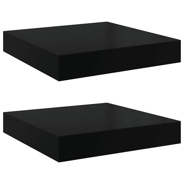 vidaXL seinariiulid, 2 tk, kõrgläikega must, 23 x 23,5 x 3,8 cm MDF