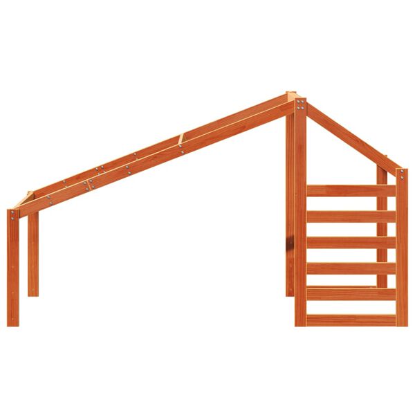 vidaXL lastevoodi katus, vahapruun, 188 x 97 x 113 cm, männipuit