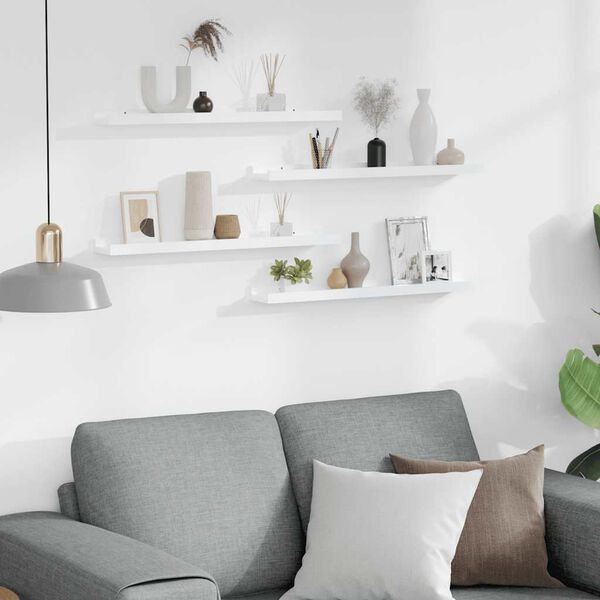 vidaXL seinariiulid, 4 tk, k&otilde;rgl&auml;ikega valge, 60 x 9 x 3 cm