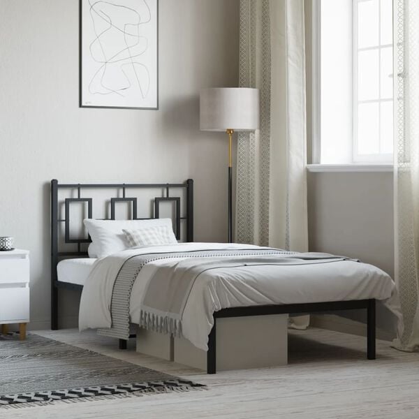 vidaXL metallist voodiraam peatsiga, must, 90x200 cm