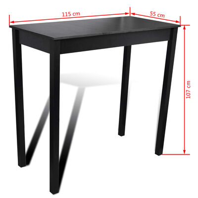 Baarimööblikomplekt laud + 2 tooli must