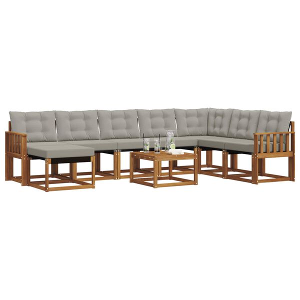 vidaXL V&auml;li diivanikomplekt padjaga 9 pcs Looduslik ja Hele Hall