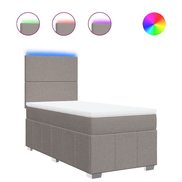 vidaXL kontinentaalvoodi madratsiga, pruunikashall, 90x190 cm, kangas