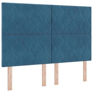 vidaXL LED Box Spring Voodi madratsiga Tumesinine 160 x 200 cm kangas