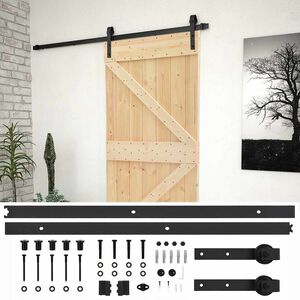 vidaXL Libisev uks Naturaalne ja must 80 x 210 cm Toekas m&auml;nnipuit