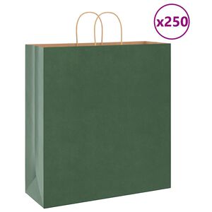 vidaXL paberkotid, 250 tk, k&auml;epidemetega, roheline, 45x17x48 cm