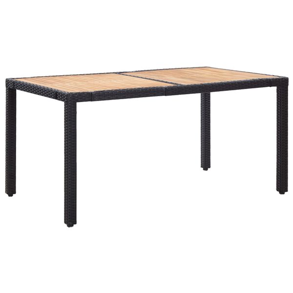 vidaXL 7-osaline aiamööblikomplekt patjadega, polürotang, must