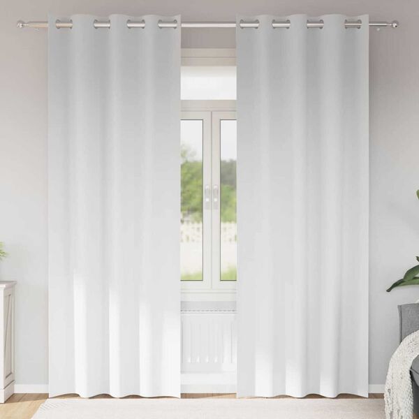 vidaXL Kardinad r&otilde;ngastega 2 pcs PUHAS VALGE 225 x 140 cm Pol&uuml;ester