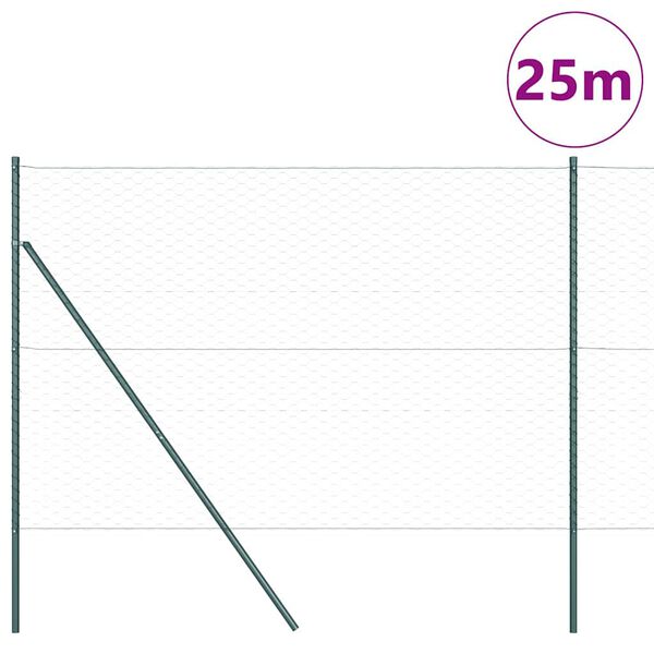vidaXL Aiapost Roheline 25 x 1,6 m (50 mm võrk) Terased ja PVC