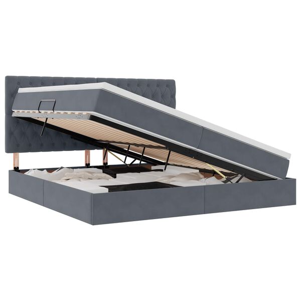 vidaXL LED-valgusega hoiuvoodi madratsiga Tumehall 200 x 200 cm Samet