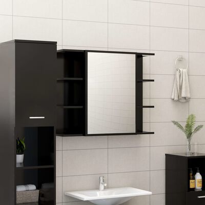 vidaXL 3-osaline vannitoamööbli komplekt, must, puitlaastplaat