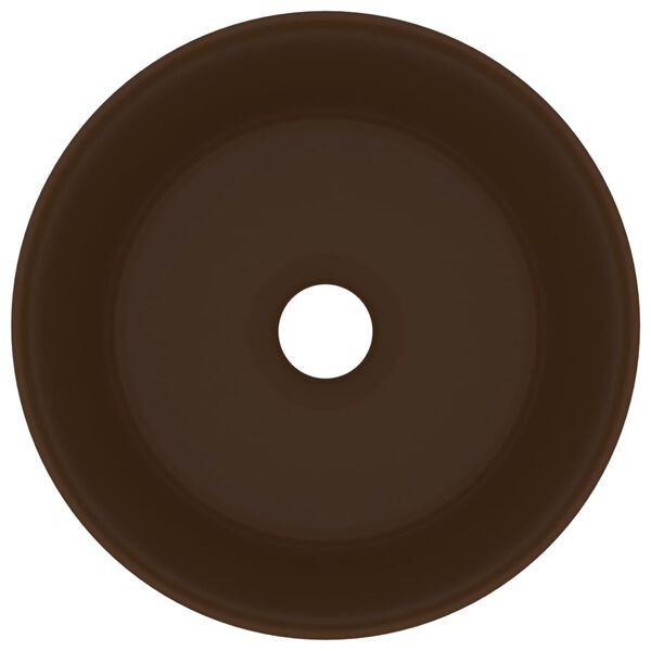 vidaXL luksuslik valamu ümar, matt tumepruun, 40 x 15 cm, keraamiline