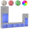 vidaXL 4-osaline telerikappide komplekt LED-tuledega, betoonhall