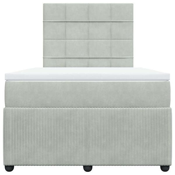 vidaXL kontinentaalvoodi madratsiga, helehall, 120x200 cm, samet