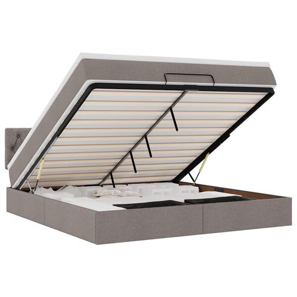 vidaXL Ottomani voodiraam madratsiga, pruunikashall, 160x200cm, kangas