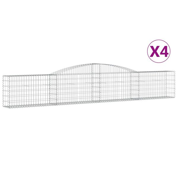 vidaXL kaarekujulised gabioonkorvid 4 tk, 400x30x60/80 cm, raud