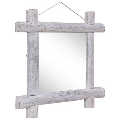 vidaXL puust peegel, valge, 70 x 70 cm, tugev taastatud puit