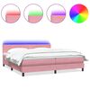 vidaXL kontinentaalvoodi madrats ja LED, roosa, 180x210 cm, samet