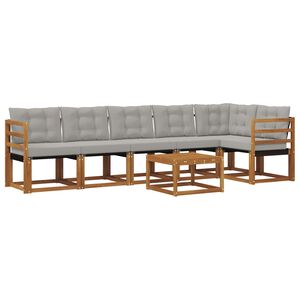 vidaXL V&auml;li diivanikomplekt padjaga 7 pcs Looduslik ja Hele Hall