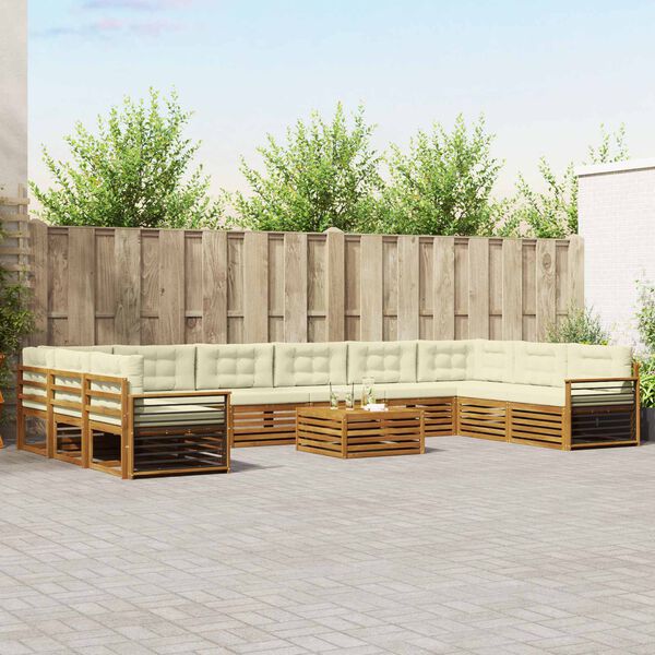 vidaXL Diivanikomplektid 11 pcs Looduslik ja kreem Tugev akatsiapuu