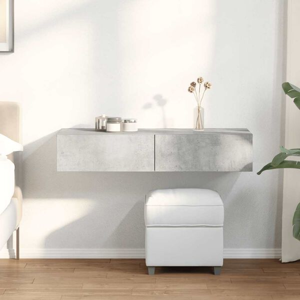 vidaXL seinariiul sahtlitega, betoonhall, 100 x 36 x 19 cm, tehispuit