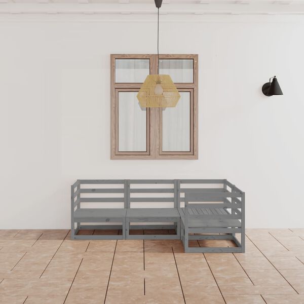 vidaXL 4-osaline aiamööbli komplekt, hall, männipuit