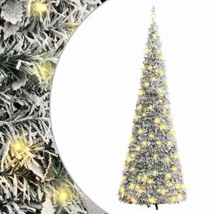 vidaXL pop-up kunstkuusk lumiste okstega, 50 LEDi, 120 cm