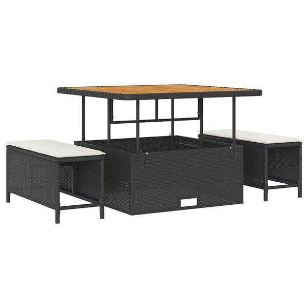 vidaXL Aia Diivanikomplekt padjaga 9 pcs Must ja kreem Pol&uuml; Rattan