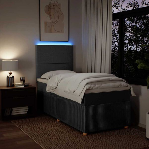 vidaXL kontinentaalvoodi madratsiga, tumehall, 90x190 cm, kangas