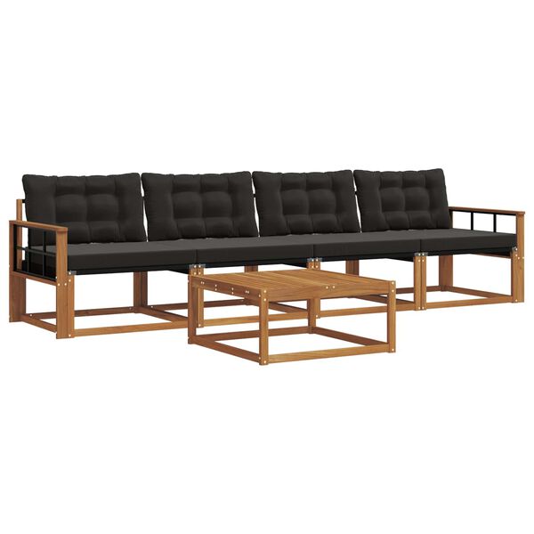 vidaXL V&auml;li diivanikomplekt padjaga 5 pcs Looduslik ja must