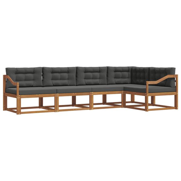 vidaXL V&auml;li diivanikomplekt padjaga 5 pcs Looduslik ja antriit