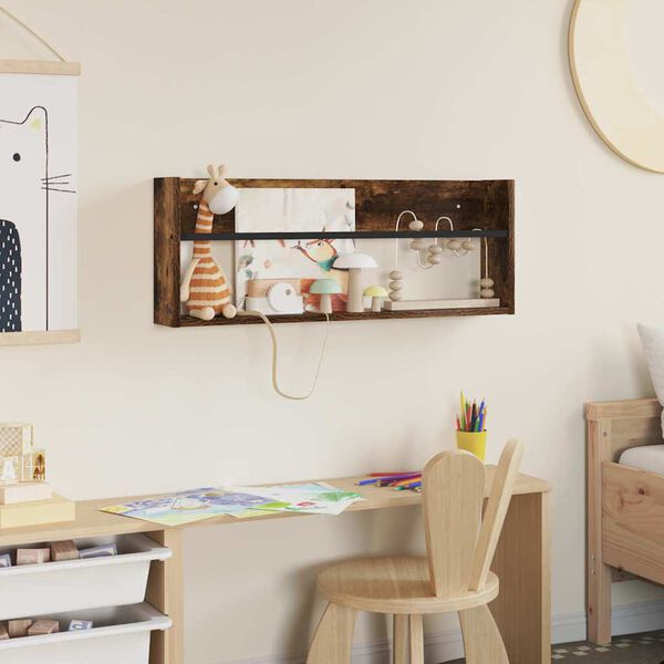 vidaXL Ajakirja riiul Suitsetatud tamm 80 x 12 x 30 cm Tehispuit