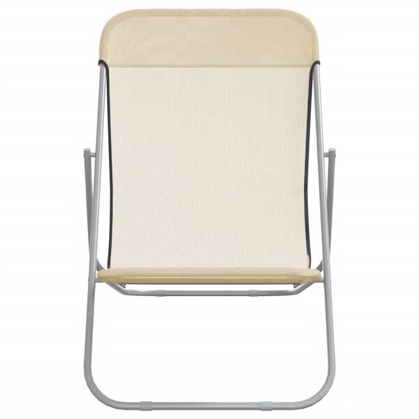 vidaXL kokkupandavad rannatoolid 2 tk, kreemjas, tekstileen ja teras