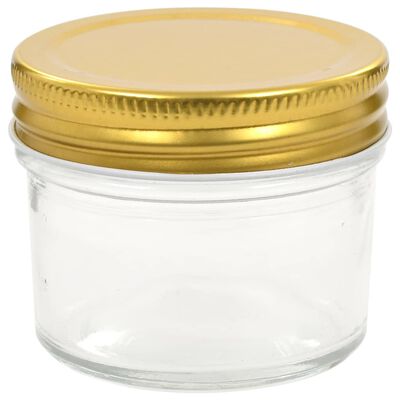 vidaXL kuldsete kaantega klaasist moosipurgid 96 tk, 110 ml