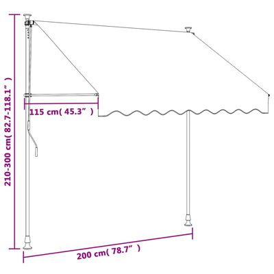 vidaXL sissetõmmatav varikatus antratsiithall, 200x150cm, kangas/teras