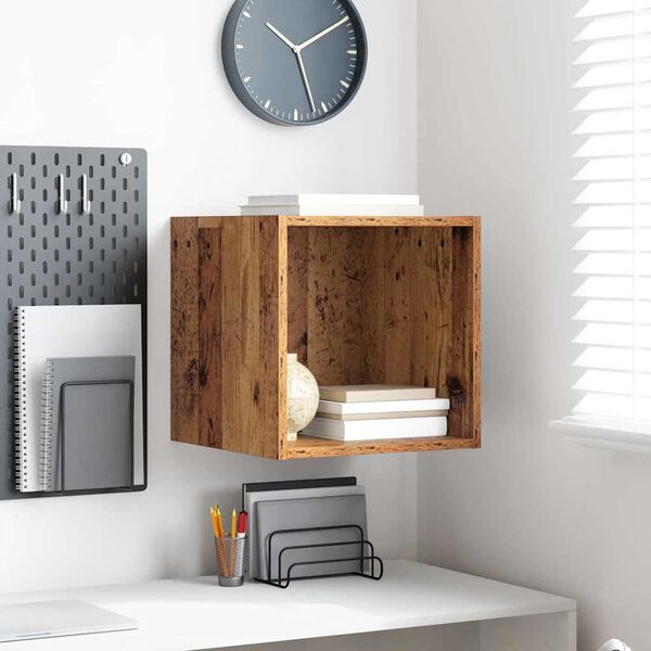 vidaXL Seinekapp riiuliga Vana puit 37 x 37 x 37 cm Tehispuit