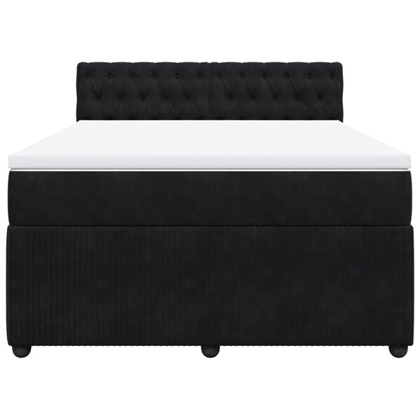 vidaXL kontinentaalvoodi madratsiga,must, 140x190 cm, samet