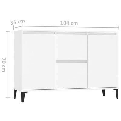 vidaXL puhvetkapp, valge, 104 x 35 x 70 cm, puitlaastplaat