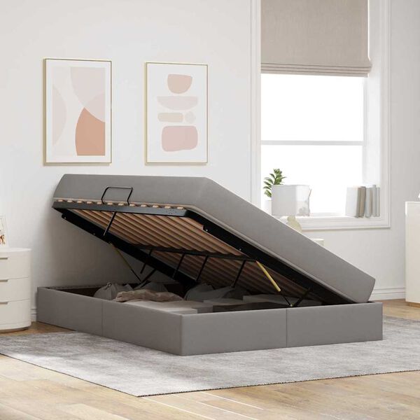 vidaXL Voodi hoiukohaga ja madratsiga Pruunikashall 140 x 200 cm