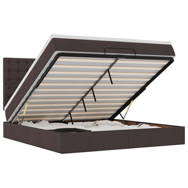 vidaXL Ottomani voodi madratsi ja LED, tumepruun, 180x200cm, kangas