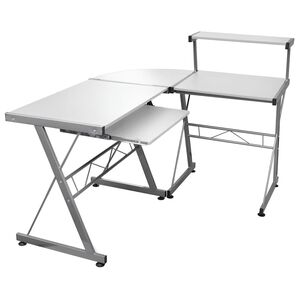 vidaXL nurga arvutilaud, valge, 132 x 112 x 99 cm, tehispuit